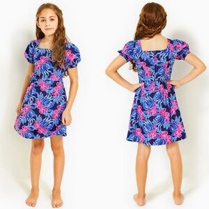 Lilly Pulitzer Girls Alannah Dress 10 Low Tide‎ Navy Its Ofishell Preppy Beach